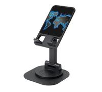 EdWal World Map Print Adjustable Foldable Phone Stand,360 Rotating Cell Phone Holder For Desk,Travel Essentials