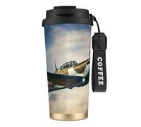 EdWal World War 2 Aircraft Airplane Print Insulated Stainless Steel Travel Coffee Mug,Coffee Cups with Lids, for Hot Cold Drinks