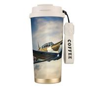 EdWal World War 2 Aircraft Airplane Print Insulated Stainless Steel Travel Coffee Mug,Coffee Cups with Lids, for Hot Cold Drinks