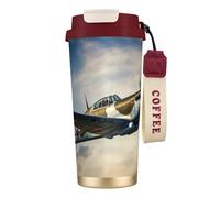 EdWal World War 2 Aircraft Airplane Print Insulated Stainless Steel Travel Coffee Mug,Coffee Cups with Lids, for Hot Cold Drinks