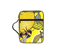EdWal Yellow Lemon and Bee Print Bible Case Cosmetic Bag with Sturdy Handle Wash Bag Tablet Sleeve Small Tool Bag for Books