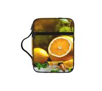 EdWal Yellow Lemon Print Bible Case Cosmetic Bag with Sturdy Handle Wash Bag Tablet Sleeve Small Tool Bag for Books