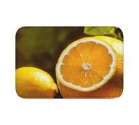 EdWal Yellow Lemon Print Crystal Velvet Entry Rug Non-Slip Indoor Front Doormat For Porch Or Home Decor, 60x40 Cm