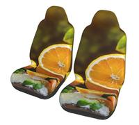 EdWal Yellow Lemon Print Front Seat Covers, Easy To Install Two Car Seat Protector Cover Set Accessories Auto Trucks Suv