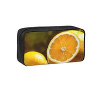 EdWal Yellow Lemon Print Pen Organizer Bag Pouch Large Capacity Pencil Case with Zipper Durable Pen Case for Stationery