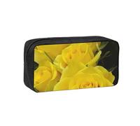 EdWal Yellow Roses Print Pen Organizer Bag Pouch Large Capacity Pencil Case with Zipper Durable Pen Case for Stationery