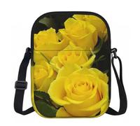 Edwal Yellow Roses Print Small Crossbody Bag For Women Waterproof Phone Purse With Adjustable Strap For Travel Work
