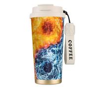 EdWal Yin Yang Fire Water Print Insulated Stainless Steel Travel Coffee Mug,Coffee Cups with Lids, for Hot Cold Drinks