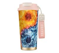 EdWal Yin Yang Fire Water Print Insulated Stainless Steel Travel Coffee Mug,Coffee Cups with Lids, for Hot Cold Drinks