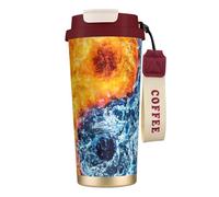 EdWal Yin Yang Fire Water Print Insulated Stainless Steel Travel Coffee Mug,Coffee Cups with Lids, for Hot Cold Drinks