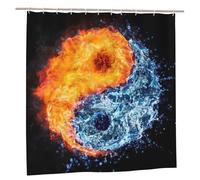 EdWal Yin Yang Fire Water Print Polyester Shower Curtain For Bathroom With Hooks 185cm Long, Waterproof Bath Accessories
