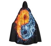 EdWal Yin Yang Fire Water Print Unisex Adults Hooded Cloak Cape Uniform, Hooded Robe, For Halloween Cosplay Costumes
