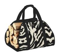 EdWal Zebra Animal Print Log Carrier Bag with Open Sides Wood Log Holder for Fireplace Tote Bag Fireplace Accessory