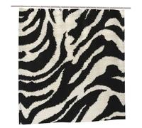 EdWal Zebra Animal Print Polyester Shower Curtain For Bathroom With Hooks 185cm Long, Waterproof Bath Accessories