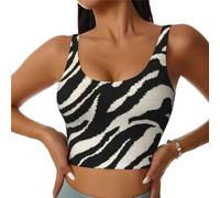 EdWal Zebra Animal Print Sports Bras for Women Seamless Sports Bra, Wirefree Padded Workout Yoga Gym Fitness Bra Black