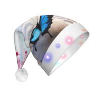 EdWal Zen Design Butterfly Print Led Christmas Beanie Light Up Christmas Hats, Knit Hats With Led Lights, Unisex Winter Santa Hat