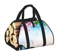 Edwal Zen Design Butterfly Print Log Carrier Bag with Open Sides Wood Log Holder for Fireplace Tote Bag Fireplace Accessory