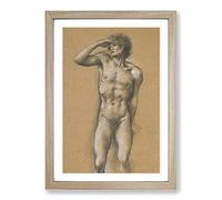 Edward Burne-Jones Male Study Sketch Framed Print | A2 Oak Framed Wall Art | Ready to Hang | Modern Nature Picture | Living Room Bedroom Lounge Office
