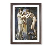 Edward Burne Jones The Embrace Classic Painting Framed Wall Art Print, Ready to Hang Picture for Living Room Bedroom Home Office Décor, Walnut A4 (34 x 25 cm)