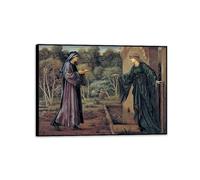 Edward Burne Jones Wall Art The Pilgrim at the Gate of Idleness Poster Famous Paintings Reproduction Romanticism Pictures Wall Decor Edward Burne Jones Home Decor 85x60cm(33x24in)Black Frame