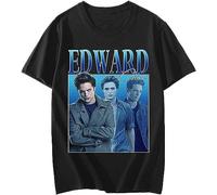 Edward Cullen T-Shirt Cotton Hold on Tight Twilight Saga Robert Pattinson T-Shirts Men Oversized Tee Shirt Tops Black Black L