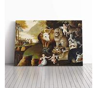 Edward Hicks Peaceable Kingdom Canvas Print | Gallery Wrapped 30mm Frame Wall Art | 24x16 inches | Ready to Hang | Modern Picture | Living Room Bedroom Lounge Office