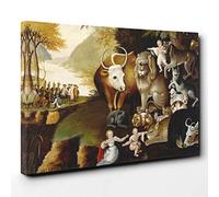 Edward Hicks Peaceable Kingdom Canvas Print | Gallery Wrapped 30mm Frame Wall Art | 30x20 inches | Ready to Hang | Modern Picture | Living Room Bedroom Lounge Office