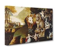 Edward Hicks Peaceable Kingdom Canvas Print | Gallery Wrapped 30mm Frame Wall Art | 30x20 inches | Ready to Hang | Modern Picture | Living Room Bedroom Lounge Office
