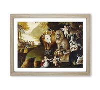 Edward Hicks Peaceable Kingdom Classic Painting Framed Print | A4 Oak Framed Wall Art | Ready to Hang | Classic Historical Picture | Living Room Bedroom Lounge Office