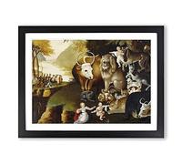 Edward Hicks Peaceable Kingdom Classic Painting Framed Wall Art Print, Ready to Hang Picture for Living Room Bedroom Home Office Décor, Black A2 (64 x 46 cm)