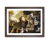 Edward Hicks Peaceable Kingdom Classic Painting Framed Wall Art Print, Ready to Hang Picture for Living Room Bedroom Home Office Décor, Walnut A2 (64 x 46 cm)