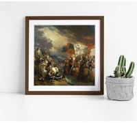 Edward III crossing the Somme, by Benjamin West Stunning Framed Wall Art Picture Print Square - 45cm wide x 45cm high - Walnut Frame