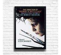Edward Scissorhands, 90s Movie Print Vintage Nostalgic Film Poster, A4 and A3 Size Frame Options, Home, Pub, Café, Bar Decoration Wall Art Print, House gift for movie lovers (A3 Framed (Black))