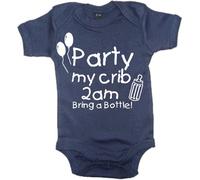 Edward Sinclair | 0-3 Months | Party at My Crib 2AM Bring A Bottle | Navy Baby Bodysuit