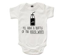 Edward Sinclair 0-3 Months White Bodysuit I'll Have a Bottle of The House White DESIGN2 with Black Print