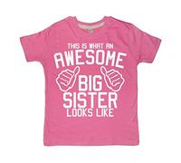Edward Sinclair | 12-14 Years | This is What an Awesome Big Sister Looks Like | Bubblegum Pink | White Glitter Print | Kids T-Shirt |
