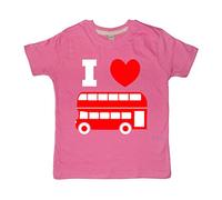 Edward Sinclair 2-3 Years | Bubblegum Pink | Children's T-Shirt | I Love Buses | with red & White Print