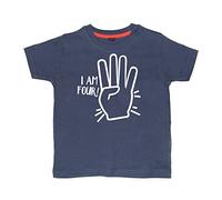 Edward Sinclair 3-4 Years Navy T-Shirt I AM Four with Fingers White Print