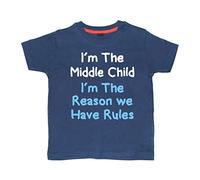 Edward Sinclair 3-4 Years Navy T-Shirt I'm The Middle Child I'm The Reason We Have Rules with White and Sky Blue Print