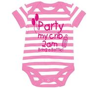 Edward Sinclair 3-6months | Bubblegum Pink | White Striped | Bodysuit | Party at My Crib | 2AM Bring a Bottle | Hot Pink Print