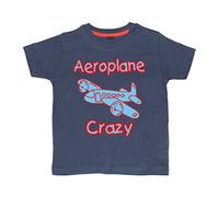 Edward Sinclair | 5-6 Years | Aeroplane Crazy | Navy Children's T-Shirt | with Red & Sky Blue Print
