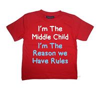 Edward Sinclair 5-6 Years Red T-Shirt I'm The Middle Child I'm The Reason We Have Rules with White and Sky Blue Print