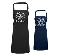Edward Sinclair Big Chef Little Chef Apron Set - Black Adult | Navy Child 7/10 with White Prints