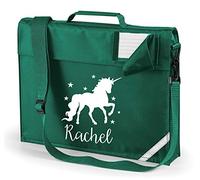 Edward Sinclair Bottle Green | Personalised | Book Bag with Straps | Unicorn with Stars | White Print | Goto Add Gift Options Enter name in FreeGiftMessageBox or send message to the seller
