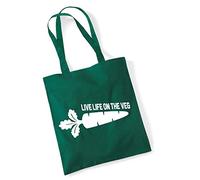 Edward Sinclair Bottle Green Tote Bag | Live Life on the Veg | With White Print