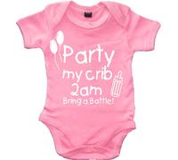Edward Sinclair | Bubblegum Pink | Baby | Bodysuit | 3-6 Months | White Glitter Print | Party at My Crib 2AM | Bring A Bottle