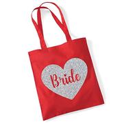 Edward Sinclair Classic Red Tote Bag Bride in a Heart with Silver Glitter