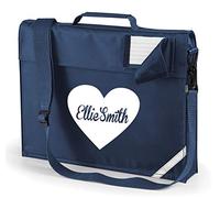 Edward Sinclair | French Navy | Personalised | Book Bag | WITH STRAPS | Heart with Name Inside | White Print | Goto Add Gift Options Enter name in FreeGiftMessageBox or send message to the seller