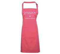 Edward Sinclair Fuchsia Apron Personalised Queen of Baking Design 2 with White Print | (Goto Add Gift Options Enter name in FreeGiftMessageBox or send message to the seller)