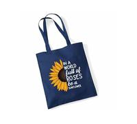 Edward Sinclair| In a World Full Of Roses Be a Sunflower | Navy Tote Bag | White Print | gift for Valentine's Day